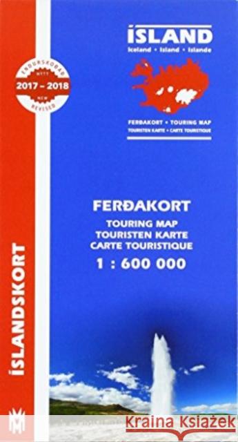 Iceland Touring Map for drivers and tourists 1:600 000 H H Hansen 9789979338222 Mal Og Menning,Iceland