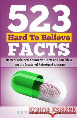 523 Hard To Believe Facts: Better Explained, Counterintuitive and Fun Trivia from the Creator of RaiseYourBrain.com Nayden Kostov, Andrea Leitenberger 9789995998097 Nayden Kostov