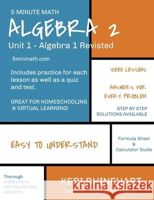 Algebra 2: Unit 1 - Algebra 1 Revisited: 5 Minute Math Keri Rhinehart 9798456209078 Independently Published