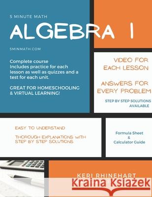 Algebra 1: 5 Minute Math Keri Rhinehart 9798591509835 Independently Published