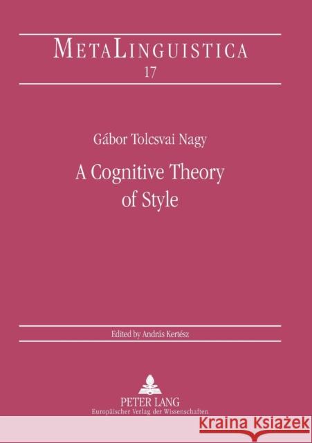 A Cognitive Theory of Style  9783631375518 Peter Lang GmbH - książka