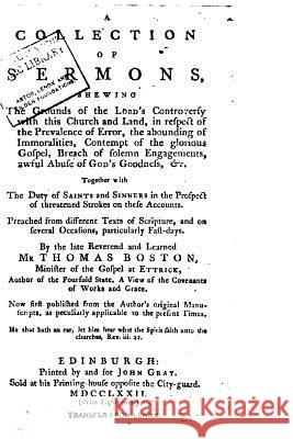 A Collection on Sermons, Preached on Several Occasions Thomas Boston 9781533284266 Createspace Independent Publishing Platform - książka