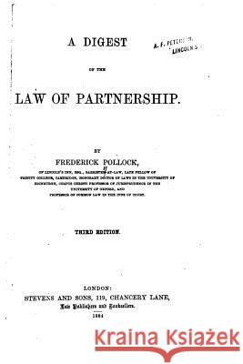 A Digest of the Law of Partnership Frederick Pollock 9781522999416 Createspace Independent Publishing Platform - książka