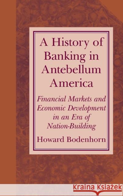 A History of Banking in Antebellum America: Financial Markets and Economic Development in an Era of Nation-Building Bodenhorn, Howard 9780521662857 CAMBRIDGE UNIVERSITY PRESS - książka
