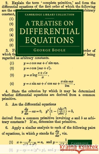 A Treatise on Differential Equations George Boole   9781108067928 Cambridge University Press - książka