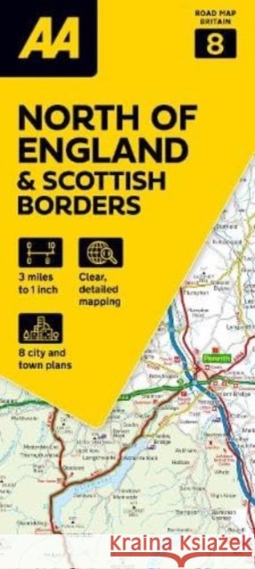 AA Road Map North of England & Scottish Borders  9780749584139 AA Publishing - książka