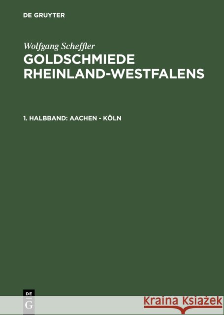 Aachen - Kln Wolfgang Scheffler 9783111241142 Walter de Gruyter - książka