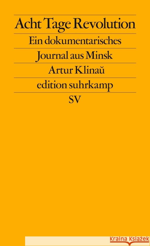 Acht Tage Revolution Klinau, Artur 9783518127728 Suhrkamp - książka