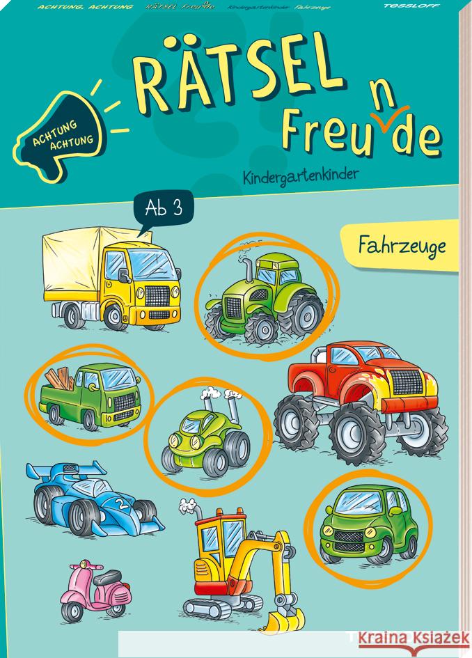 Achtung Achtung Rätselfreu(n)de. Kindergartenkinder. Fahrzeuge  9783788646974 Tessloff Verlag Ragnar Tessloff GmbH & Co. KG - książka