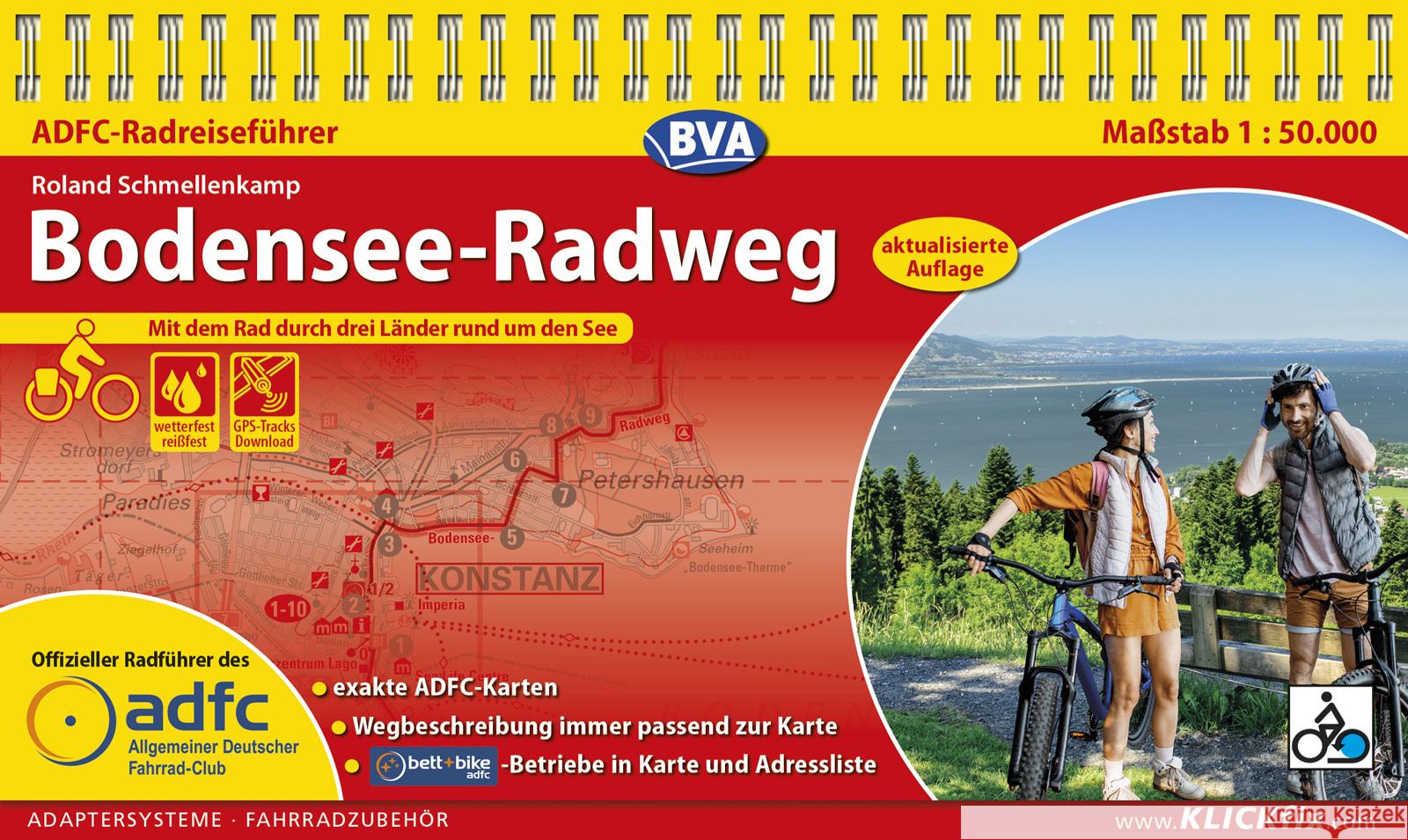 ADFC-Radreiseführer Bodensee-Radweg 1:50.000 praktische Spiralbindung, reiß- und wetterfest, GPS-Tracks Download Schmellenkamp, Roland 9783969902042 BVA BikeMedia - książka