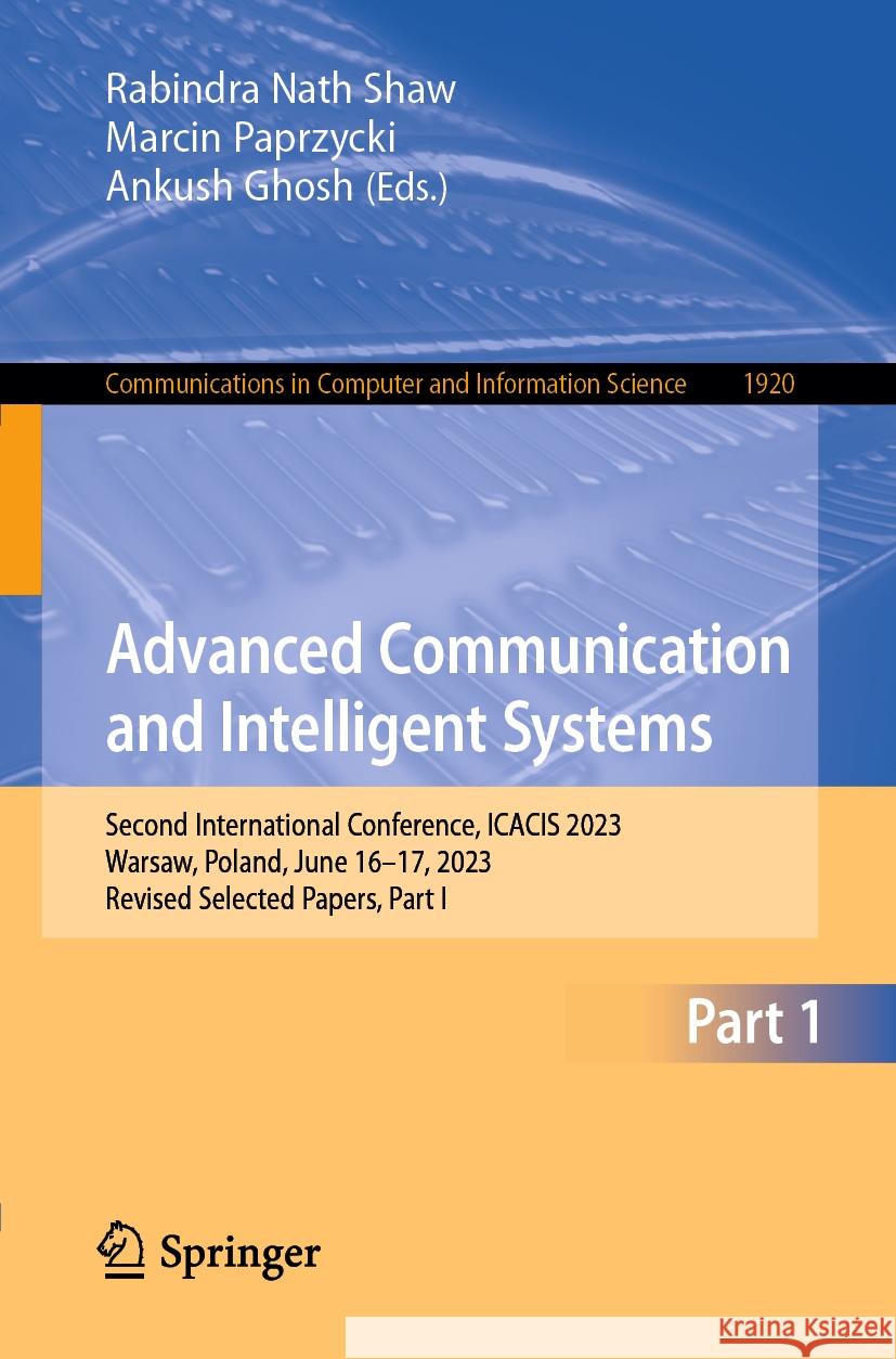 Advanced Communication and Intelligent Systems  9783031451201 Springer Nature Switzerland - książka