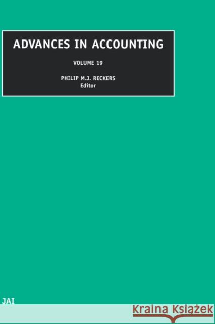 Advances in Accounting: Volume 19 Reckers, Philip M. J. 9780762308712 JAI Press - książka