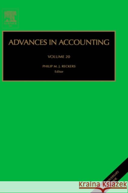 Advances in Accounting: Volume 20 Reckers, Philip M. J. 9780762310661 JAI Press - książka