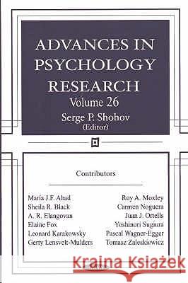 Advances in Psychology Research: Volume 26 Serge P Shohov 9781590337981 Nova Science Publishers Inc - książka