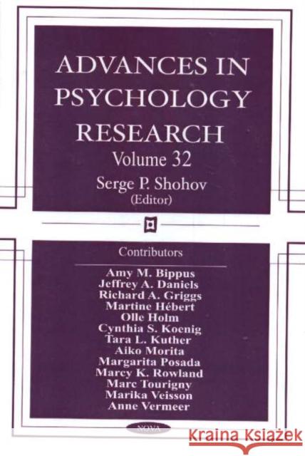 Advances in Psychology Research: Volume 32 Serge P Shohov 9781590339695 Nova Science Publishers Inc - książka