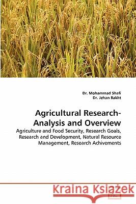 Agricultural Research-Analysis and Overview Dr Mohammad Shafi Dr Jeha 9783639356830 VDM Verlag - książka