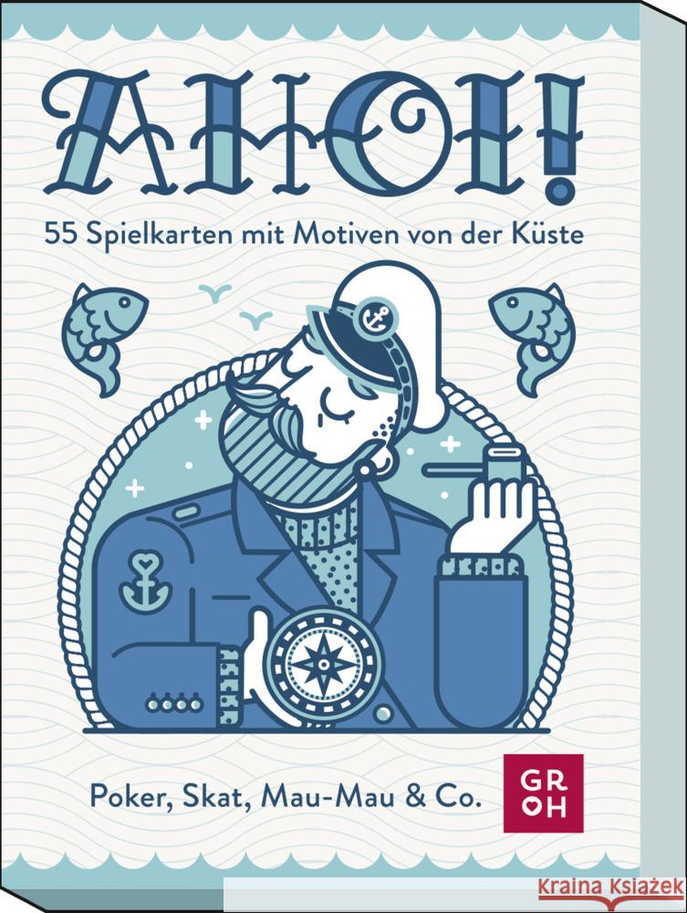 Ahoi! 55 Spielkarten mit Motiven von der Küste  4036442012444 Groh Verlag - książka