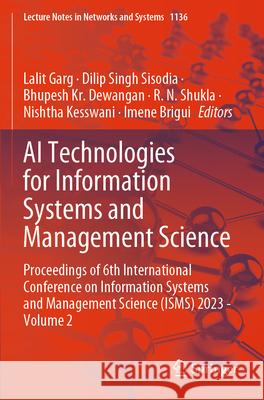 AI Technologies for Information Systems and Management Science  9783031707919 Springer Nature Switzerland - książka