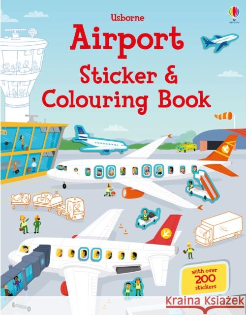 Airport Sticker and Colouring Book Simon Tudhope 9781474937184 Usborne Publishing Ltd - książka