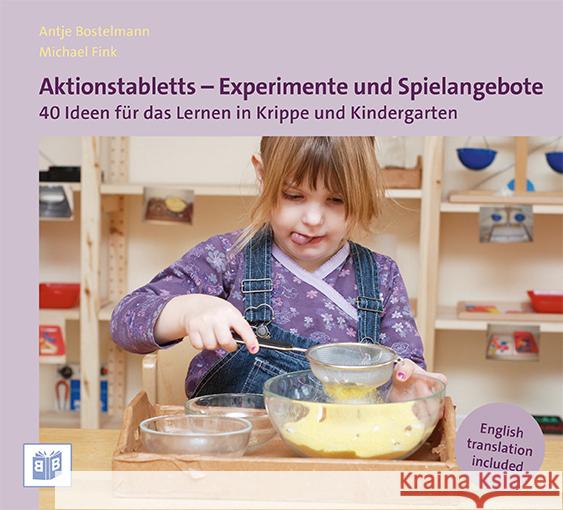 Aktionstabletts - Experimente und Spielangebote : 40 Ideen für das Lernen in Krippe und Kindergarten. English Translation included Bostelmann, Antje; Fink, Michael 9783942334600 Bananenblau - książka