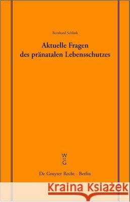 Aktuelle Fragen des pränatalen Lebensschutzes Bernhard Schlink 9783899490015 de Gruyter - książka