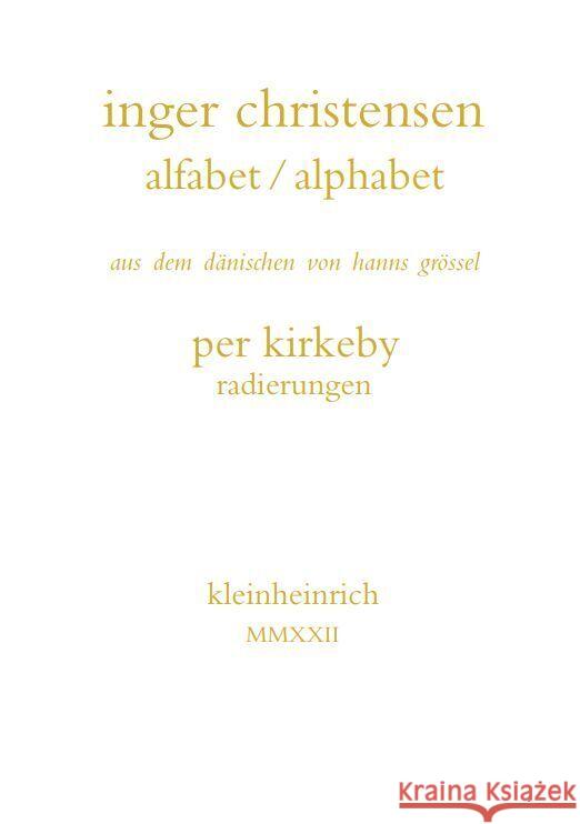 alfabet / alphabet Christensen, Inger 9783945237601 Kleinheinrich Buch- und Kunstverlag - książka