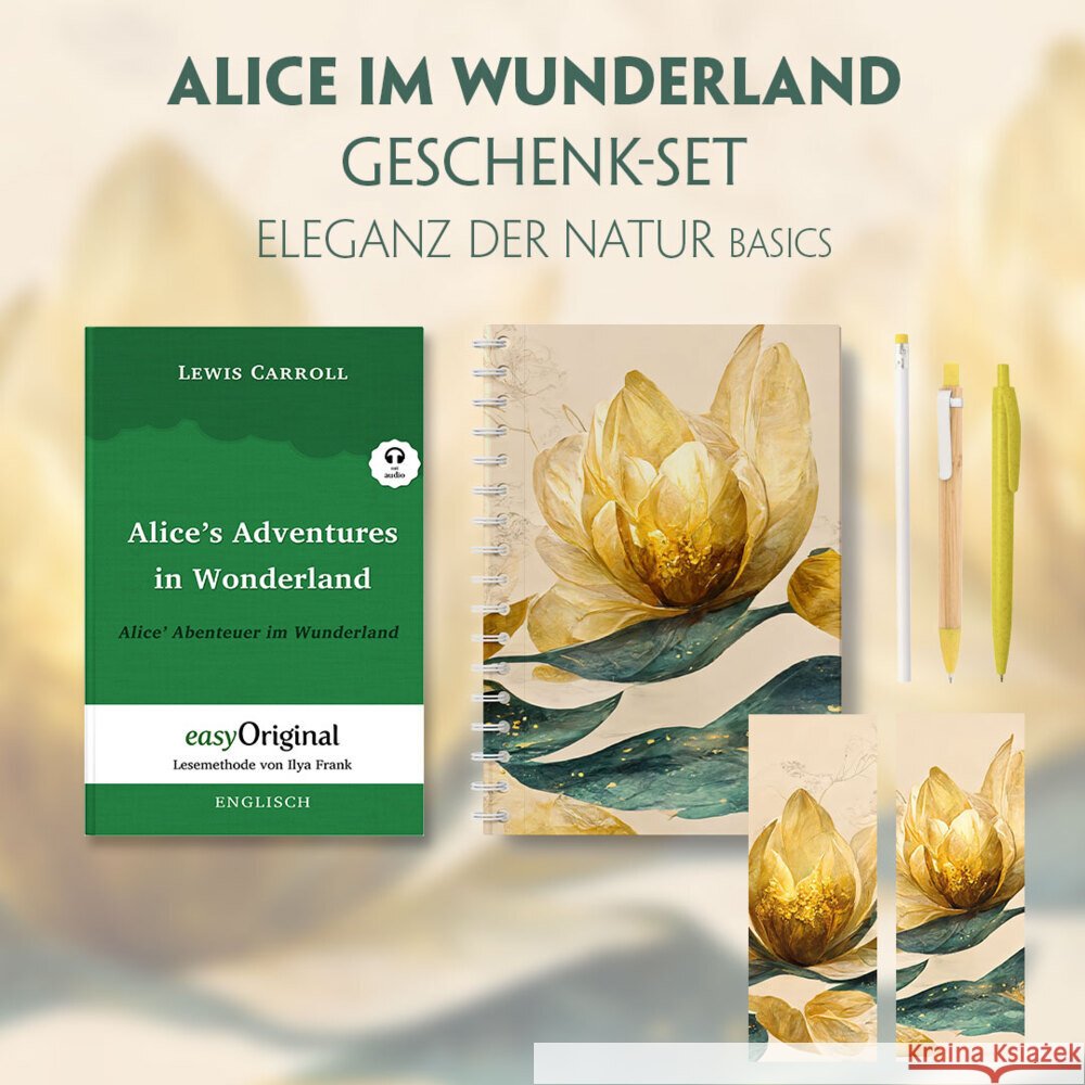Alice im Wunderland Geschenkset (Hardcover + Audio-Online) + Eleganz der Natur Schreibset Basics, m. 1 Beilage, m. 1 Buch Carroll, Lewis 9783991128281 EasyOriginal - książka