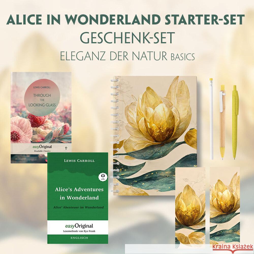 Alice im Wunderland Starter-Paket Geschenkset - 2 Bücher (mit Audio-Online) + Eleganz der Natur Schreibset Basics, m. 2 Beilage, m. 2 Buch Carroll, Lewis 9783991129325 EasyOriginal - książka
