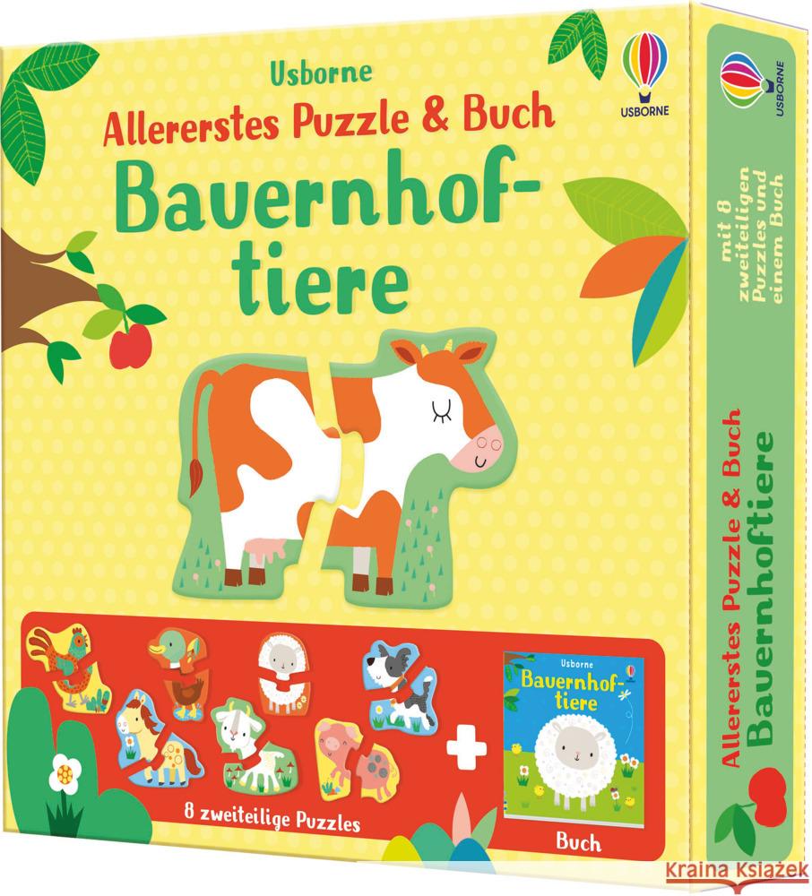 Allererstes Puzzle & Buch: Bauernhoftiere Oldham, Matthew 9781789415704 Usborne Verlag - książka