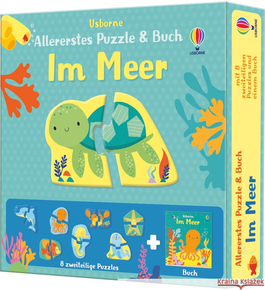 Allererstes Puzzle & Buch: Im Meer Oldham, Matthew 9781789415711 Usborne Verlag - książka