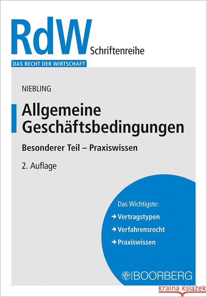 Allgemeine Geschäftsbedingungen Niebling, Jürgen 9783415073456 Boorberg - książka