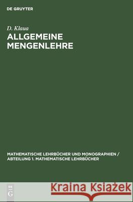 Allgemeine Mengenlehre D Klaua 9783112471555 De Gruyter - książka