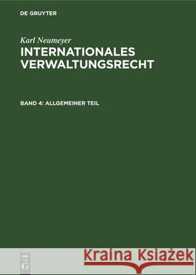 Allgemeiner Teil Karl Neumeyer 9783112328996 De Gruyter - książka