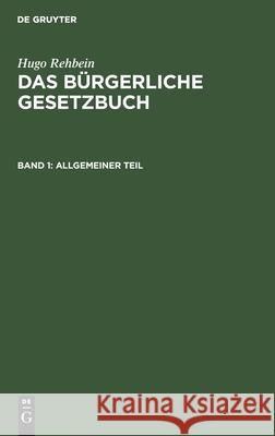 Allgemeiner Teil H Rehbein 9783112351390 De Gruyter - książka