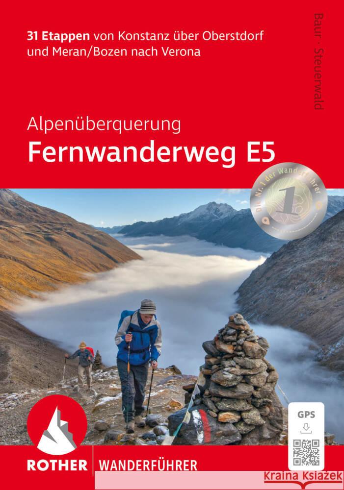 Alpenüberquerung Fernwanderweg E5 Baur, Stephan, Steuerwald, Dirk 9783763314027 Bergverlag Rother - książka