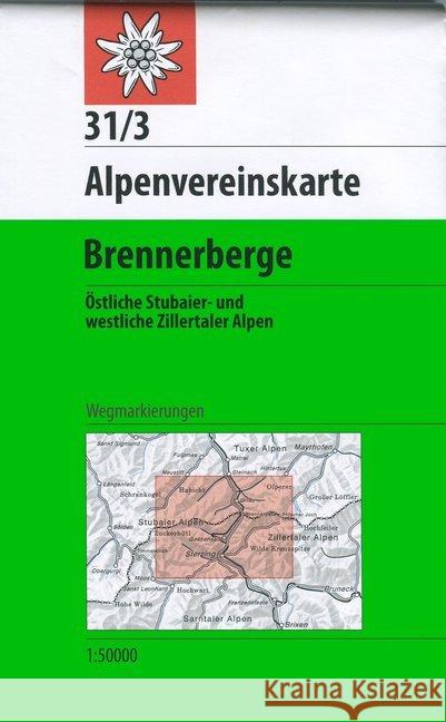 Alpenvereinskarte Brennerberge : Östliche Stubaier- und westliche Zillertaler Alpen. Wegmarkierung, 1:50.000    9783928777513 Deutscher Alpenverein - książka
