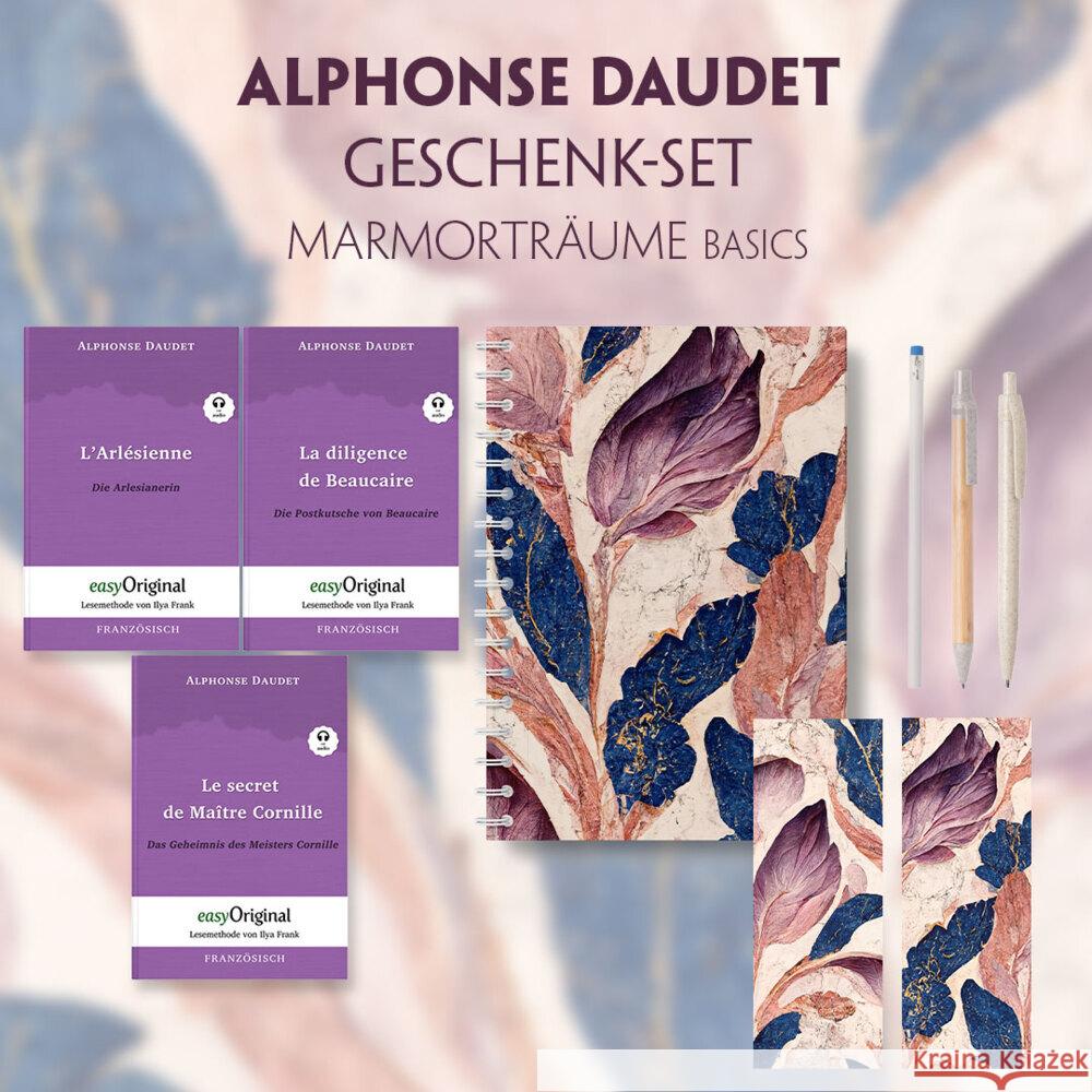 Alphonse Daudet Geschenkset - 3 Bücher (mit Audio-Online) + Marmorträume Schreibset Basics, m. 3 Beilage, m. 3 Buch Daudet, Alphonse 9783991129585 EasyOriginal - książka