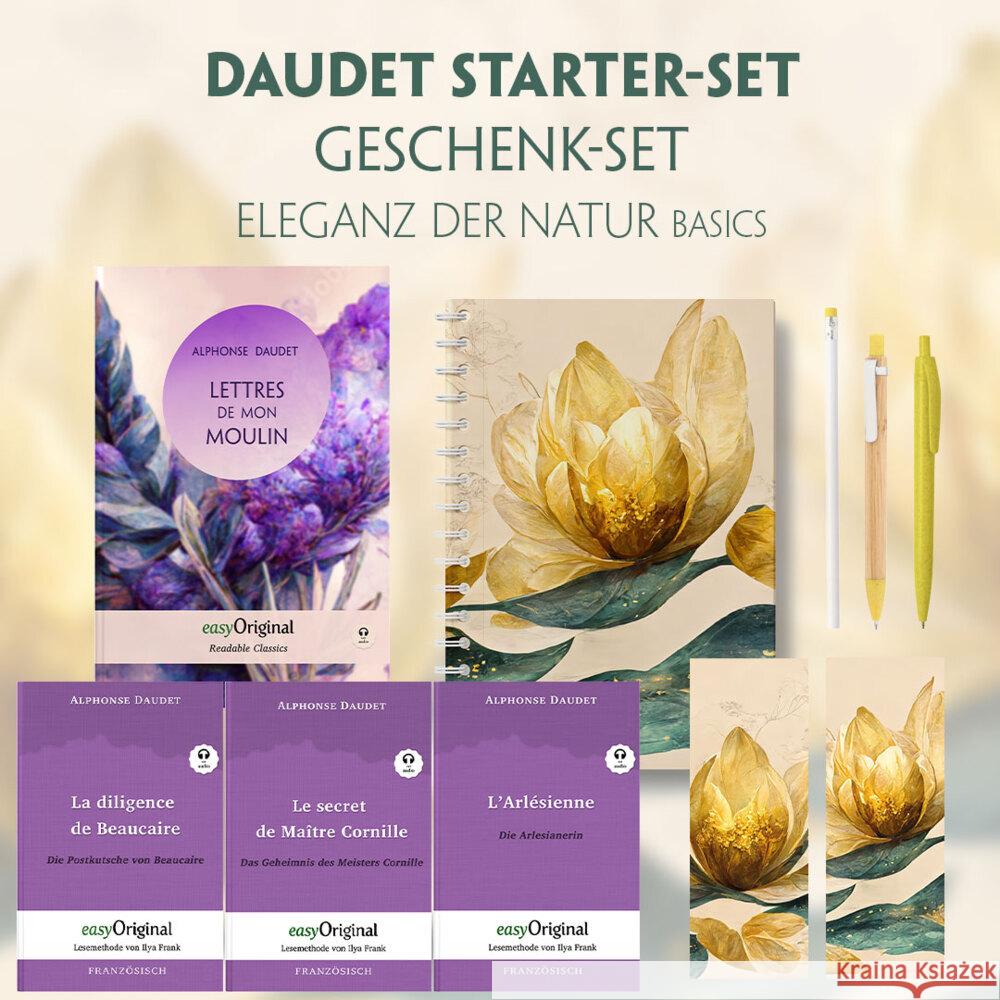 Alphonse Daudet Starter-Paket Geschenkset - 4 Bücher (mit Audio-Online) + Eleganz der Natur Schreibset Basics, m. 4 Beilage, m. 4 Buch Daudet, Alphonse 9783991129721 EasyOriginal - książka