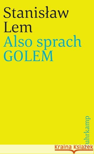 Also sprach Golem : Aus d. Poln. v. Friedrich Griese Lem, Stanislaw   9783518377666 Suhrkamp - książka