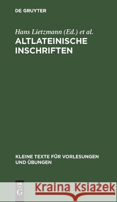 Altlateinische Inschriften  9783110013221 De Gruyter - książka