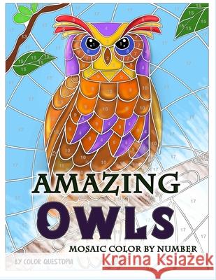 Amazing Owls Mosaic Color by Number: Adult Coloring Book For Stress Relief and Relaxation Color Questopia 9781710737899 Independently Published - książka