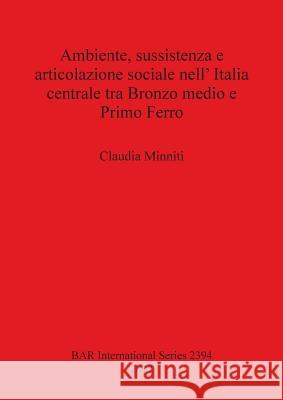 Ambiente, sussistenza e articolazione sociale nell' Italia centrale tra Bronzo medio e Primo Ferro Minniti, Claudia 9781407309873 British Archaeological Reports - książka