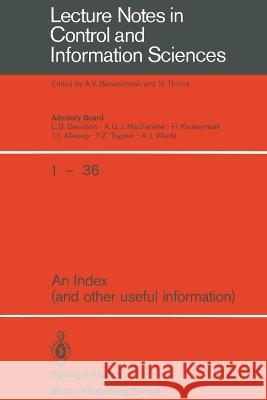 An Index: (and other useful information) A. V. Balakrishnan M. Thoma 9783662234013 Springer - książka