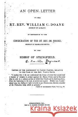 An Open Letter to the Rt. Rev. William C. Doane Seymour, George Franklin 9781533034304 Createspace Independent Publishing Platform - książka