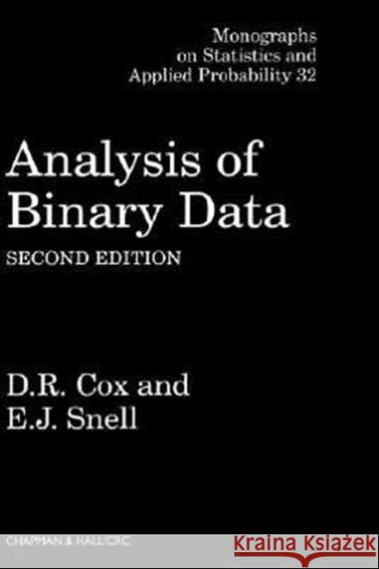 Analysis of Binary Data D. R. Cox Cox                                      Cox Cox 9780412306204 Chapman & Hall/CRC - książka