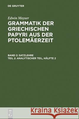 Analytischer Teil, Hälfte 2 Mayser, Edwin 9783110063875 Walter de Gruyter - książka