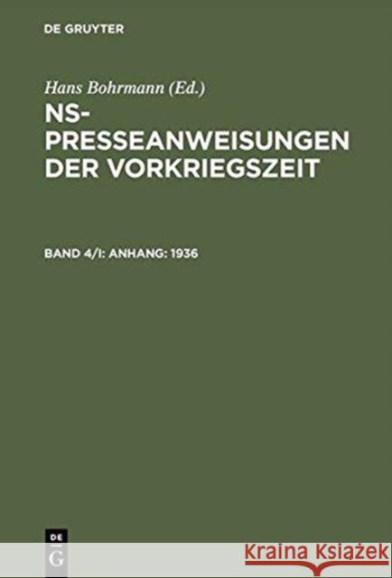 Anhang: 1936  9783598110047 K G Saur - książka
