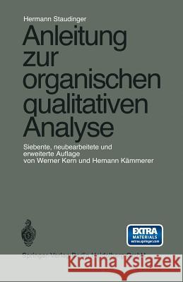 Anleitung Zur Organischen Qualitativen Analyse Kern, Werner 9783540043461 Springer - książka