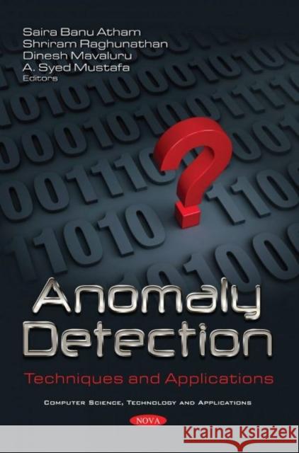 Anomaly Detection: Techniques and Applications Saira Banu   9781536192643 Nova Science Publishers Inc - książka