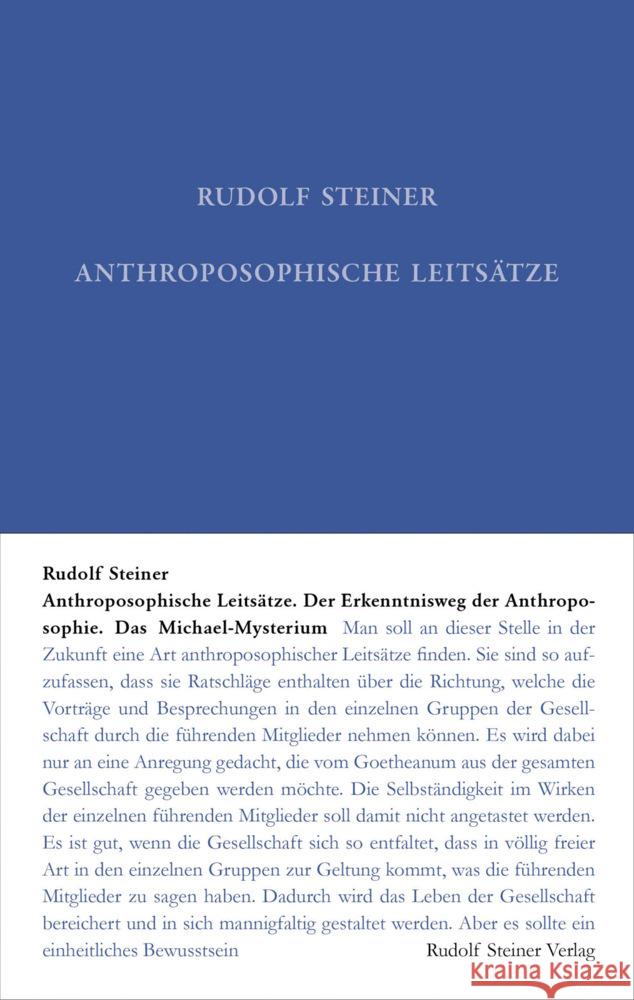 Anthroposophische Leitsätze Steiner, Rudolf 9783727402630 Rudolf Steiner Verlag - książka